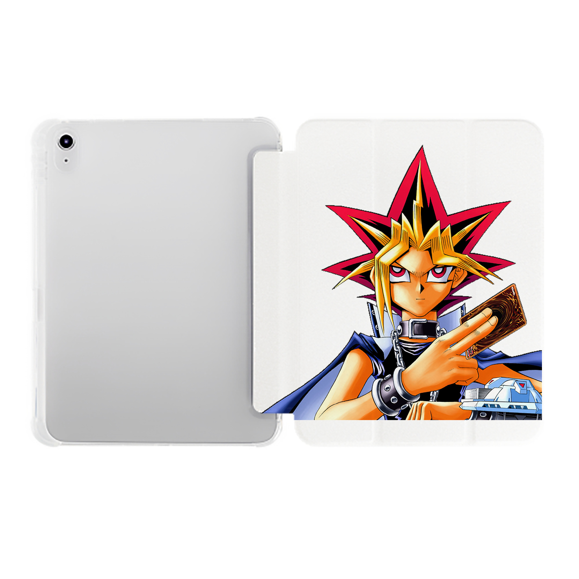 （画像用） 遊☆戯☆王 Yu-Gi-Oh! IPad ケース ペン収納付き 三つ折りスタンド PUレザー×シリコン 対応機種9.5/10.5/10.9インチ